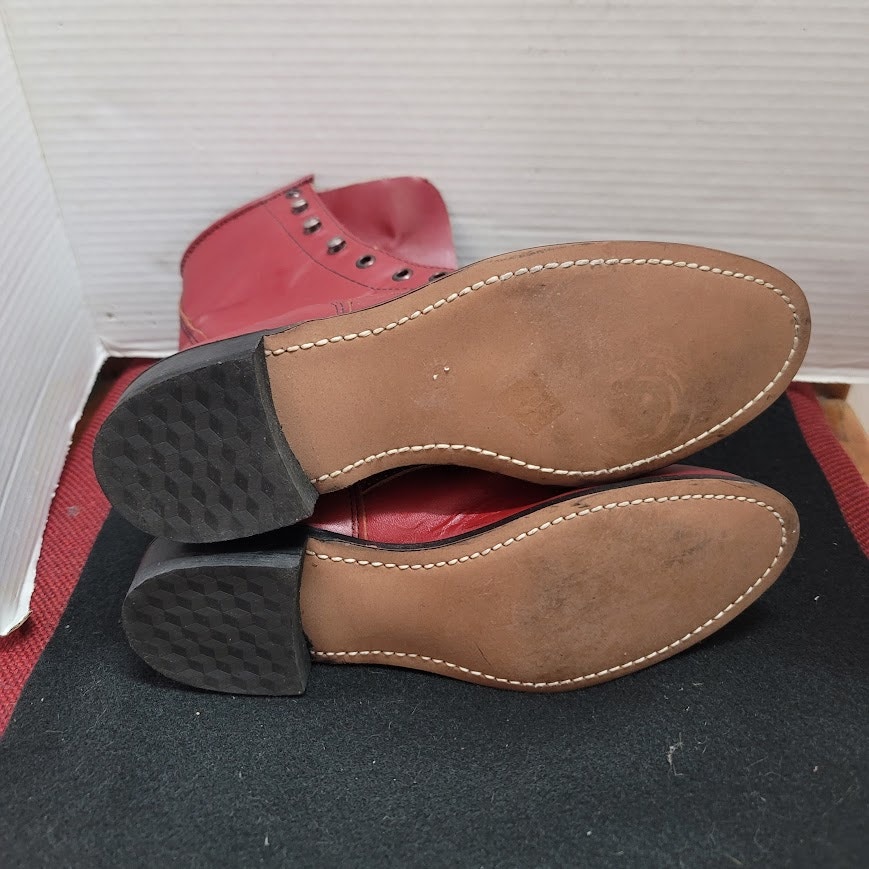 Vintage Packer Roper Kiltie Boots By Rodeo Drive Size 7.5 Leather Red Lace Up — image 5 of 8